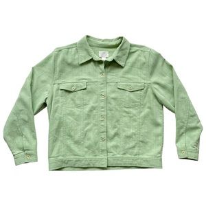 Vintage Lime Green Button Up Crewneck Jacket
